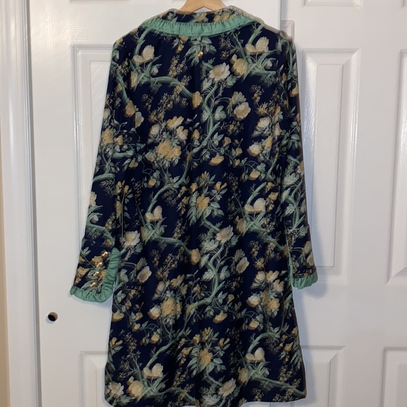 Tuckernuck Night Bloom Twiggy Dress With Green Trim And Gold Buttons - Picture 7 of 9